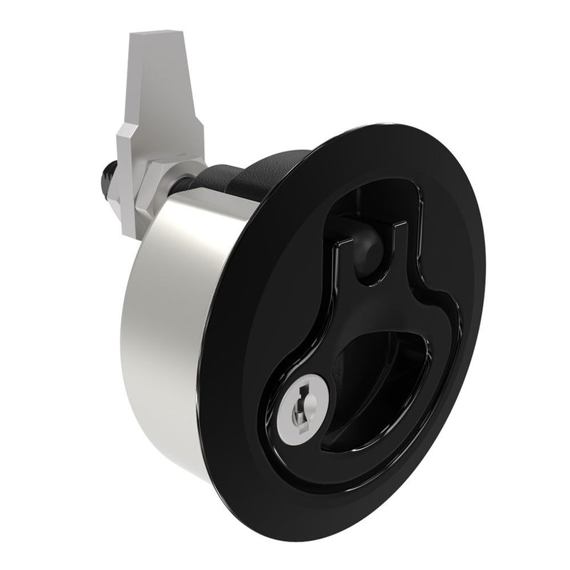 SOUTHCO Compression Latch, Large Size, Key Locking S008, 2 - 12mm (.075 - . 475 in) Door thickness, 47 - 61mm (1.85 - 2.40 in) Grip, 316 Stainless Steel, Black PVD [M1-25-91-36]
