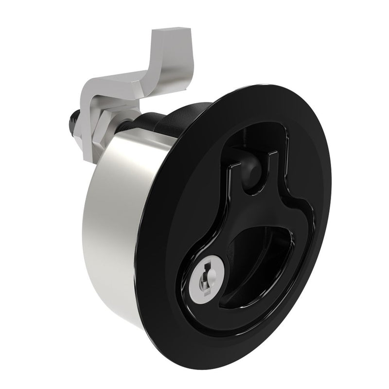 SOUTHCO Compression Latch, Large Size, Key Locking S008, 2 - 12mm (.075 - . 475 in) Door thickness, 23.5 - 35mm or 74 -88mm (.92 - 1.38 in or 2.91 - 3.47 in) Grip, 316 Stainless Steel, Black PVD [M1-25-91-56]