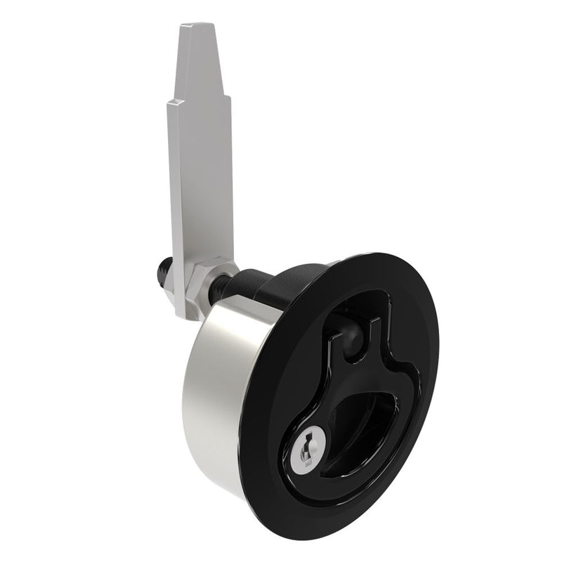 SOUTHCO Compression Latch, Large Size, Key Locking Keycode S007, 2 - 12mm (.075 - . 475 in) Door thickness, 47 - 61mm (1.85 - 2.40 in) Grip, 316 Stainless Steel, Black PVD [M1-25-9B1-66]