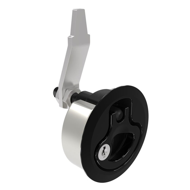 SOUTHCO Compression Latch, Large Size, Key Locking S008, 2 - 12mm (.075 - . 475 in) Door thickness, 34 - 48mm or 60 -75mm (1.34 - 1.89 in or 2.36 - 2.95 in) Grip, 316 Stainless Steel, Black PVD [M1-25-91-76]