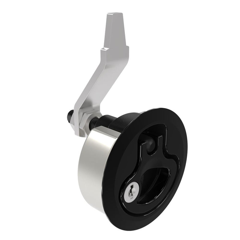 SOUTHCO Compression Latch, Large Size, Key Locking S008, 2 - 12mm (.075 - . 475 in) Door thickness, 23.5 - 35mm or 74 -88mm (.92 - 1.38 in or 2.91 - 3.47 in) Grip, 316 Stainless Steel, Black PVD [M1-25-91-86]