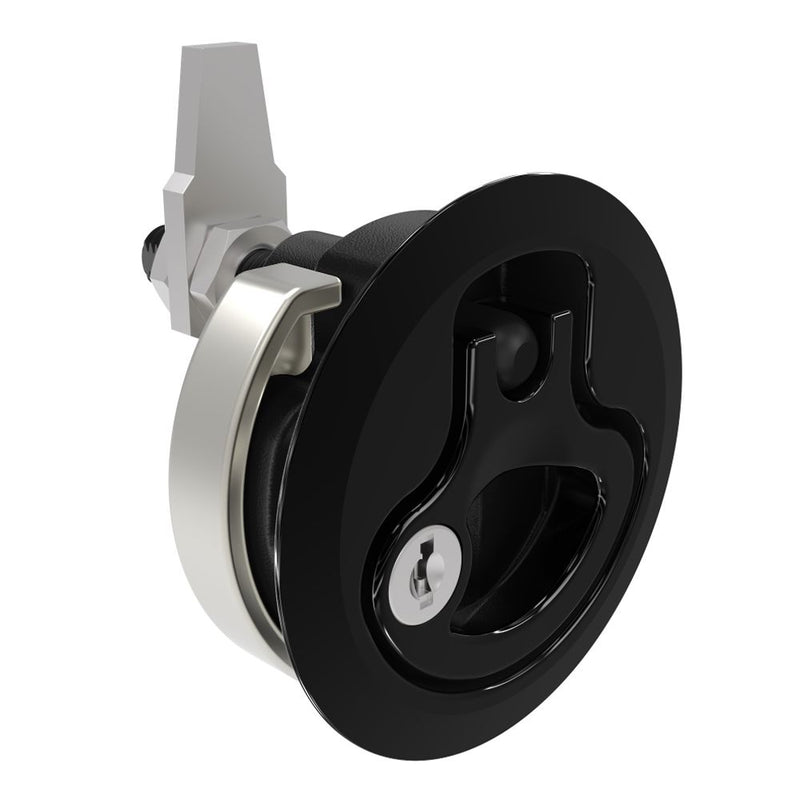 SOUTHCO Compression Latch, Large Size, Key Locking Keycode S016, 12 - 22.5mm (.475 - . 885 in) Door thickness, 47 - 61mm (1.85 - 2.40 in) Grip, 316 Stainless Steel, Black PVD [M1-25-9D2-36]