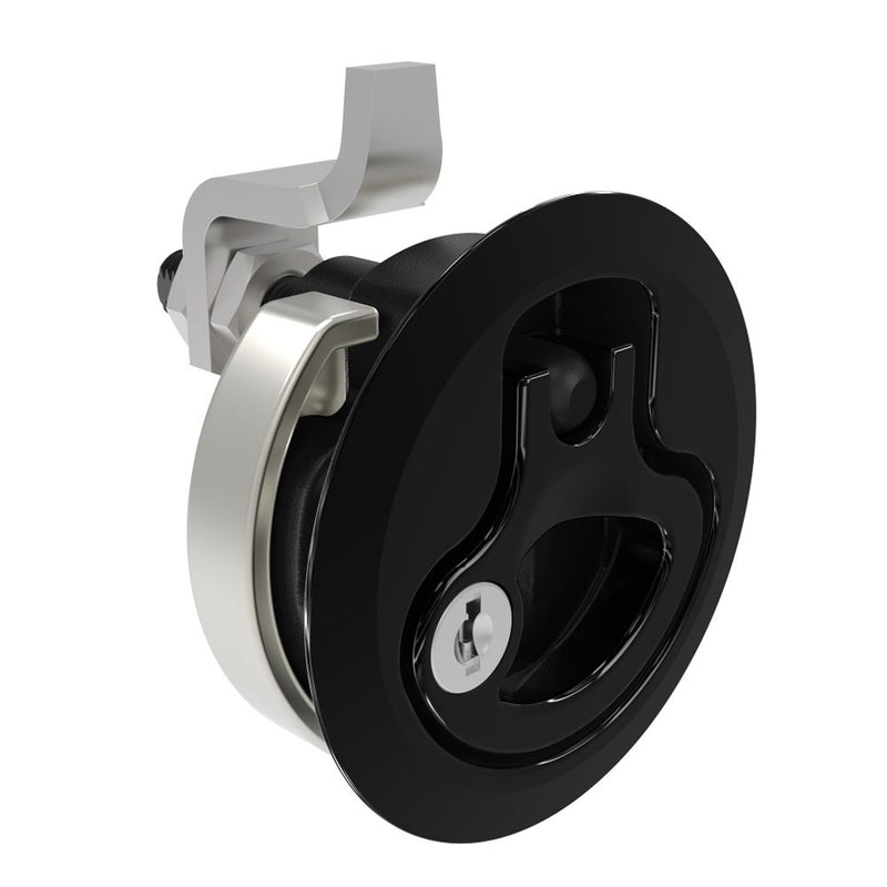 SOUTHCO Compression Latch, Large Size, Key Locking, 12 - 22.5mm (.475 - . 885 in) Door thickness, 23.5 - 35mm or 74 -88mm (.92 - 1.38 in or 2.91 - 3.47 in) Grip, 316 Stainless Steel, Black PVD [M1-25-92-56]