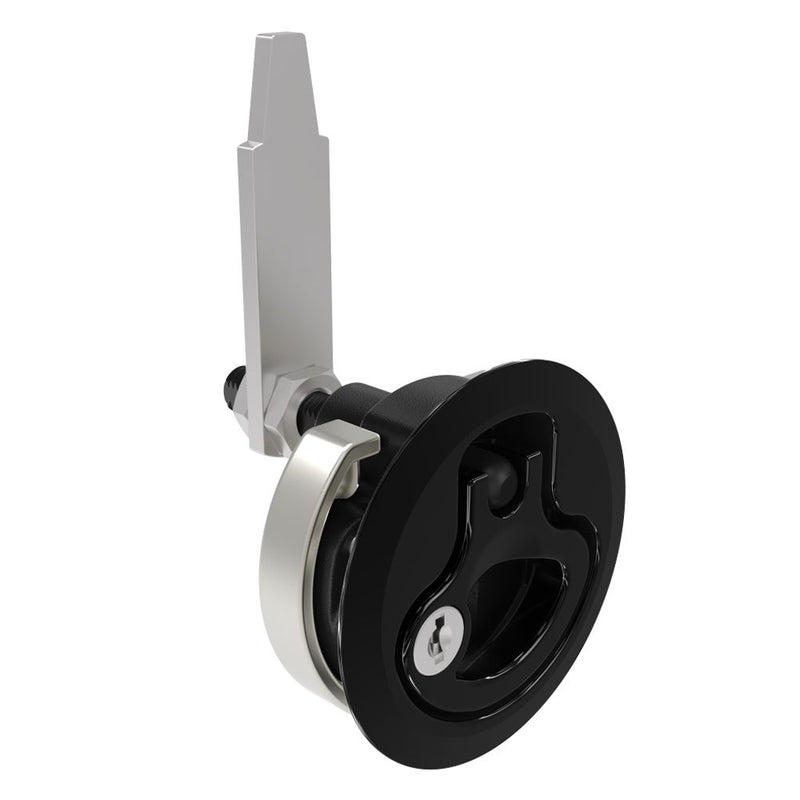 SOUTHCO Compression Latch, Large Size, Key Locking Keycode S007, 12 - 22.5mm (.475 - . 885 in) Door thickness, 47 - 61mm (1.85 - 2.40 in) Grip, 316 Stainless Steel, Black PVD [M1-25-9B2-66]