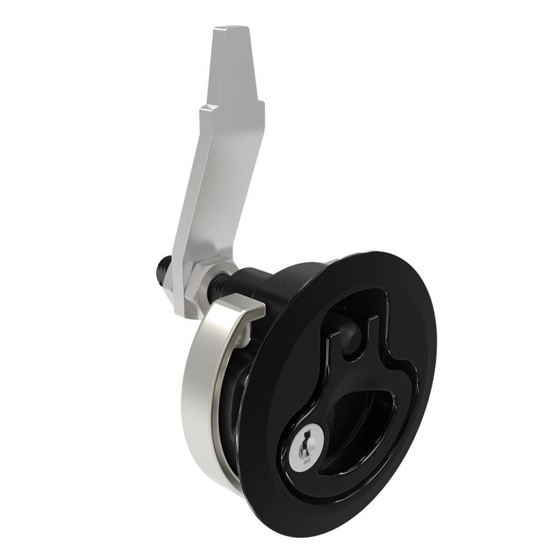 SOUTHCO Compression Latch, Large Size, Key Locking Keycode S007, 12 - 22.5mm (.475 - . 885 in) Door thickness, 34 - 48mm or 60 -75mm (1.34 - 1.89 in or 2.36 - 2.95 in) Grip, 316 Stainless Steel, Black PVD [M1-25-9B2-76]