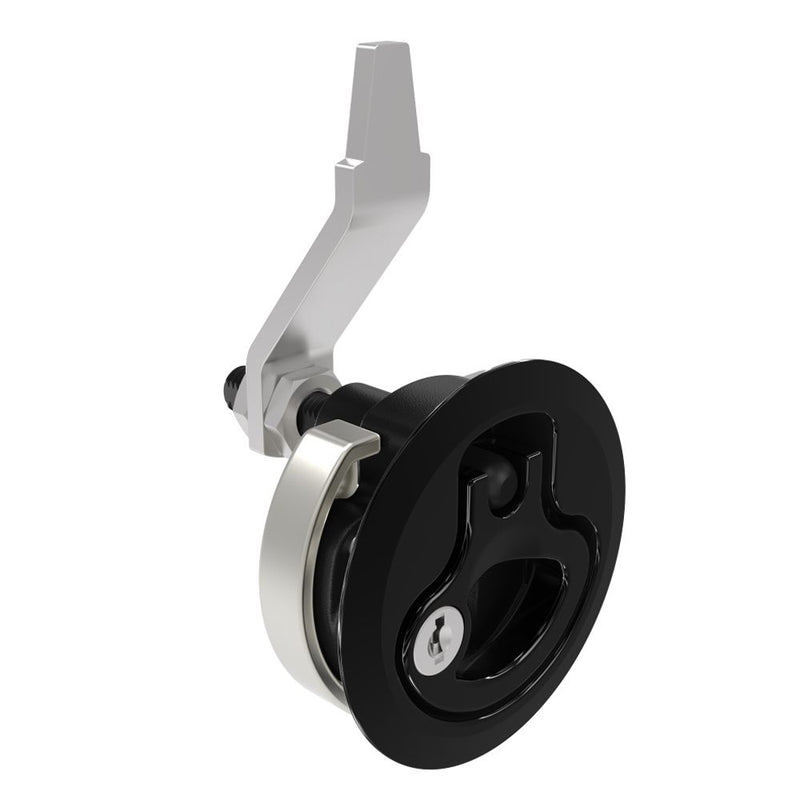 SOUTHCO Compression Latch, Large Size, Key Locking Keycode S016, 12 - 22.5mm (.475 - . 885 in) Door thickness, 23.5 - 35mm or 74 -88mm (.92 - 1.38 in or 2.91 - 3.47 in) Grip, 316 Stainless Steel, Black PVD [M1-25-9D2-86]