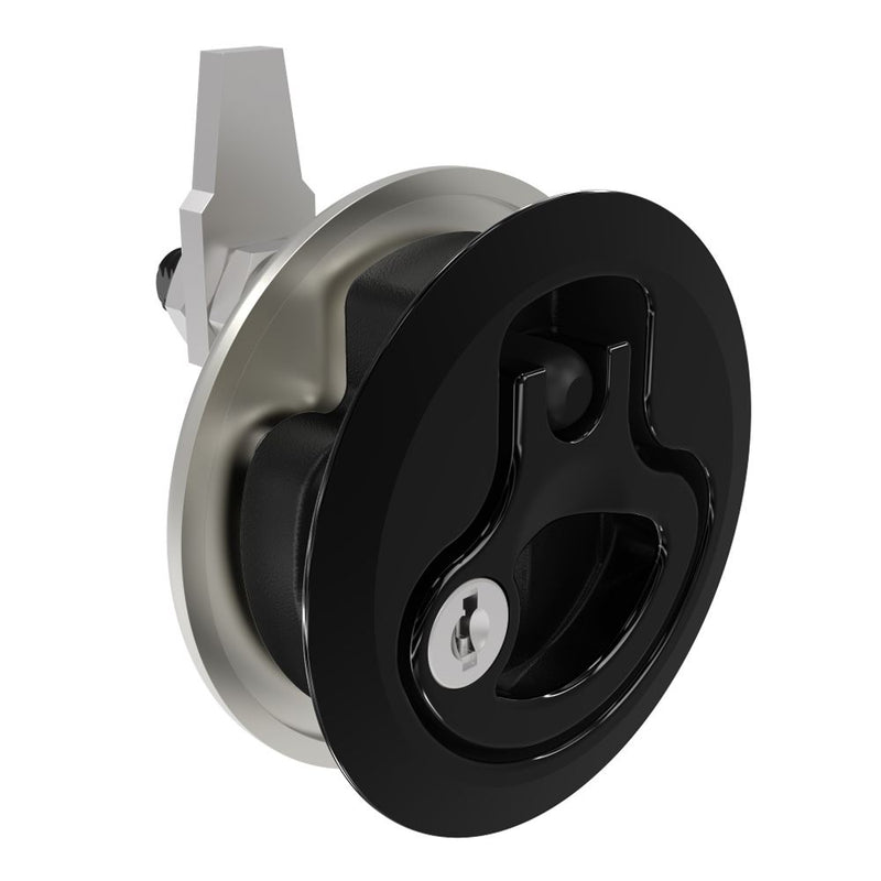 SOUTHCO Compression Latch, Large Size, Key Locking Keycode S004, 18.5 - 29mm (.073 - 1.14 in) Door thickness, 47 - 61mm (1.85 - 2.40 in) Grip, 316 Stainless Steel, Black PVD [M1-25-9A3-36]