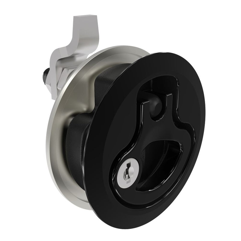 SOUTHCO Compression Latch, Large Size, Key Locking Keycode S016, 18.5 - 29mm (.073 - 1.14 in) Door thickness, 34 - 48mm or 60 -75mm (1.34 - 1.89 in or 2.36 - 2.95 in) Grip, 316 Stainless Steel, Black PVD [M1-25-9D3-46]
