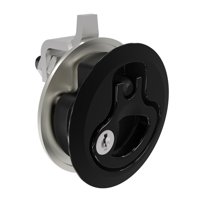 SOUTHCO Compression Latch, Large Size, Key Locking Keycode S004, 18.5 - 29mm (.073 - 1.14 in) Door thickness, 23.5 - 35mm or 74 -88mm (.92 - 1.38 in or 2.91 - 3.47 in) Grip, 316 Stainless Steel, Black PVD [M1-25-9A3-56]