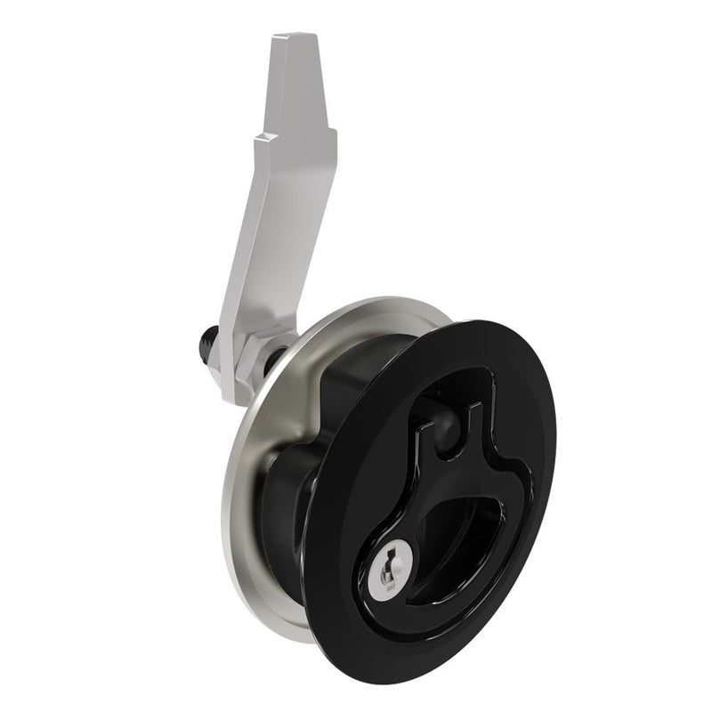SOUTHCO Compression Latch, Large Size, Key Locking Keycode S007, 18.5 - 29mm (.073 - 1.14 in) Door thickness, 34 - 48mm or 60 -75mm (1.34 - 1.89 in or 2.36 - 2.95 in) Grip, 316 Stainless Steel, Black PVD [M1-25-9B3-76]