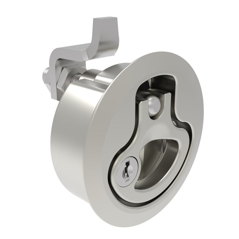 SOUTHCO Compression Latch, Large Size, Key Locking Keycode S004, 2 - 12mm (.075 - . 475 in) Door thickness, 23.5 - 35mm or 74 -88mm (.92 - 1.38 in or 2.91 - 3.47 in) Grip, 316 Stainless Steel, Electropolished [M1-25-9A1-58]