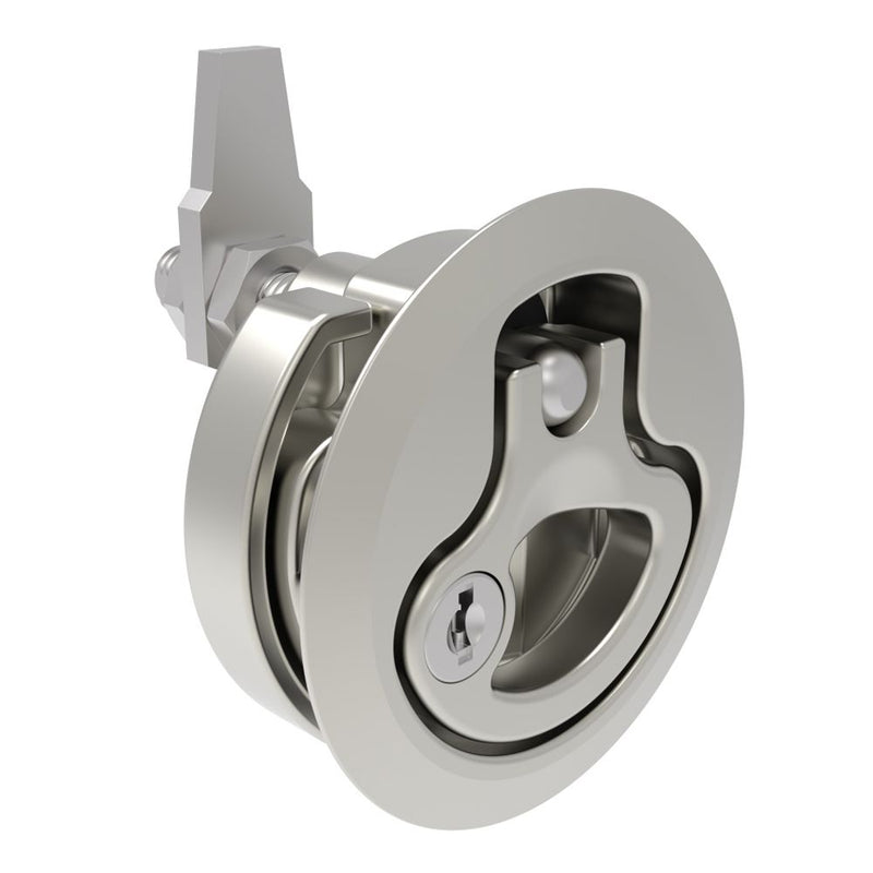 SOUTHCO Compression Latch, Large Size, Key Locking Keycode S016, 12 - 22.5mm (.475 - . 885 in) Door thickness, 47 - 61mm (1.85 - 2.40 in) Grip, 316 Stainless Steel, Electropolished [M1-25-9D2-38]