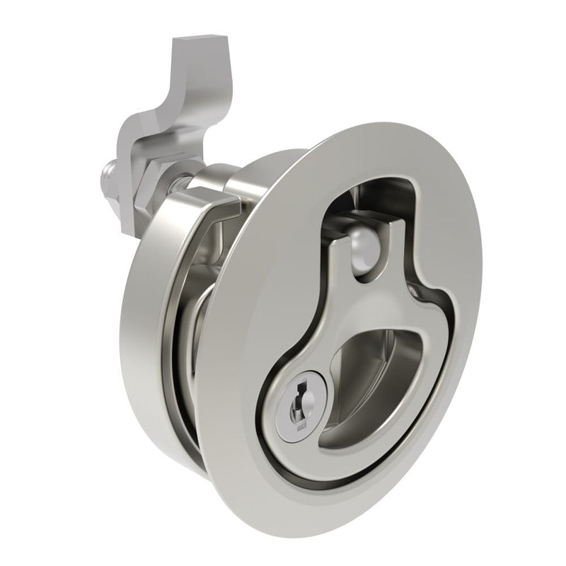SOUTHCO Compression Latch, Large Size, Key Locking Keycode S004, 12 - 22.5mm (.475 - . 885 in) Door thickness, 34 - 48mm or 60 -75mm (1.34 - 1.89 in or 2.36 - 2.95 in) Grip, 316 Stainless Steel, Electropolished [M1-25-9A2-48]