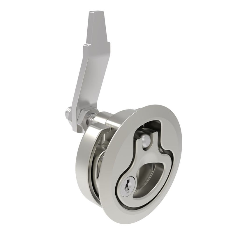 SOUTHCO Compression Latch, Large Size, Key Locking Keycode S004, 12 - 22.5mm (.475 - . 885 in) Door thickness, 34 - 48mm or 60 -75mm (1.34 - 1.89 in or 2.36 - 2.95 in) Grip, 316 Stainless Steel, Electropolished [M1-25-9A2-78]