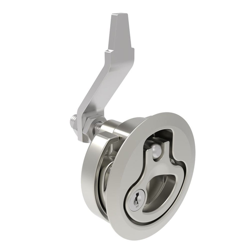 SOUTHCO Compression Latch, Large Size, Key Locking Keycode S004, 12 - 22.5mm (.475 - . 885 in) Door thickness, 23.5 - 35mm or 74 -88mm (.92 - 1.38 in or 2.91 - 3.47 in) Grip, 316 Stainless Steel, Electropolished [M1-25-9A2-88]