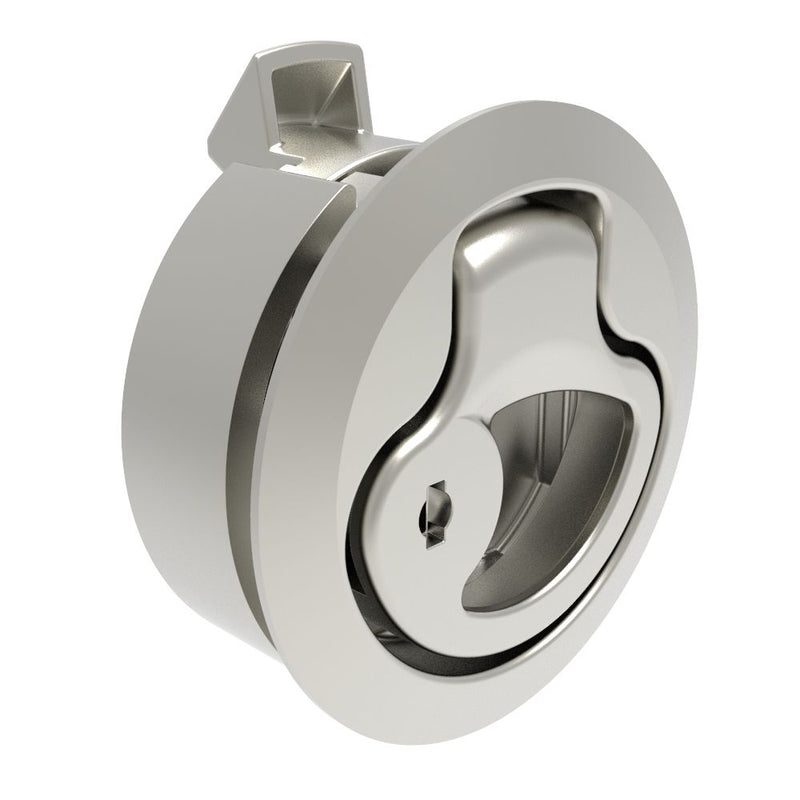 SOUTHCO Push-to-Close Latch, Medium Size, Key Locking, 2 - 7mm (.075 - .275 in) Door thickness, 25.5mm (1.00 in) Grip, 316 Stainless Steel, Electropolished [M1-41-8]