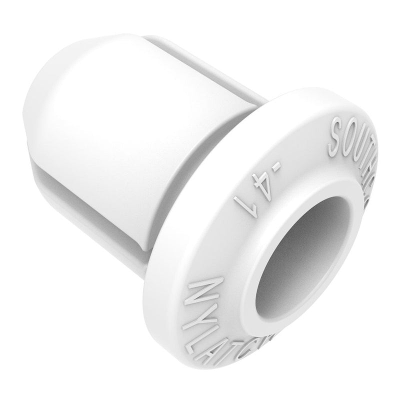 SOUTHCO NYLATCH Panel Fastener Grommet, 6.4mm (.250 in) Diameter, 1mm (.042 in) Max Panel Thickness, Polycarbonate, White [NY-4G-41-10]
