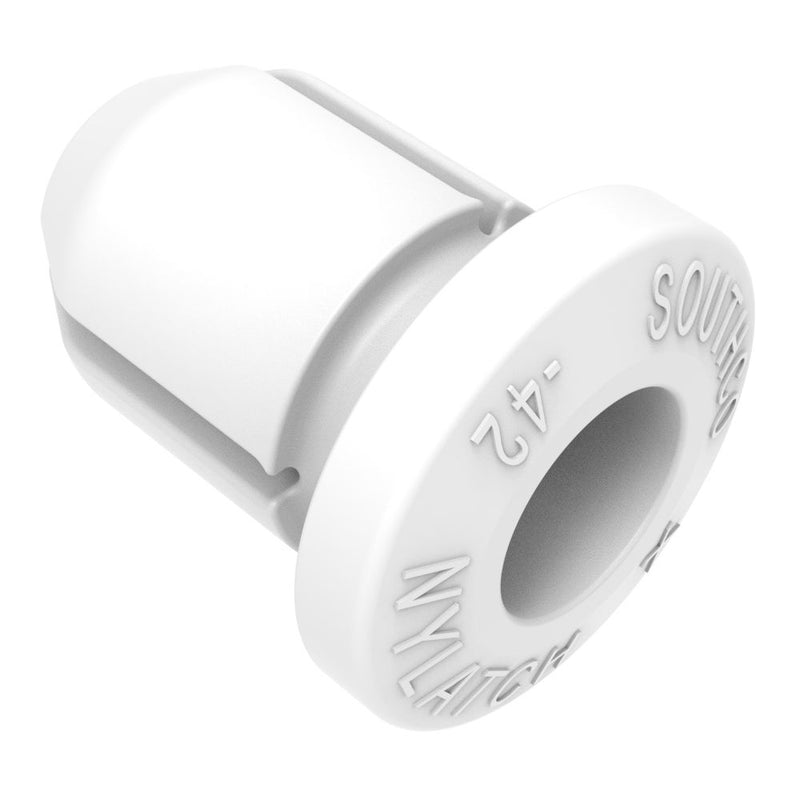 SOUTHCO NYLATCH Panel Fastener Grommet, 6.4mm (.250 in) Diameter, 1.6mm (.065 in) Max Panel Thickness, Polycarbonate, White [NY-4G-42-10]