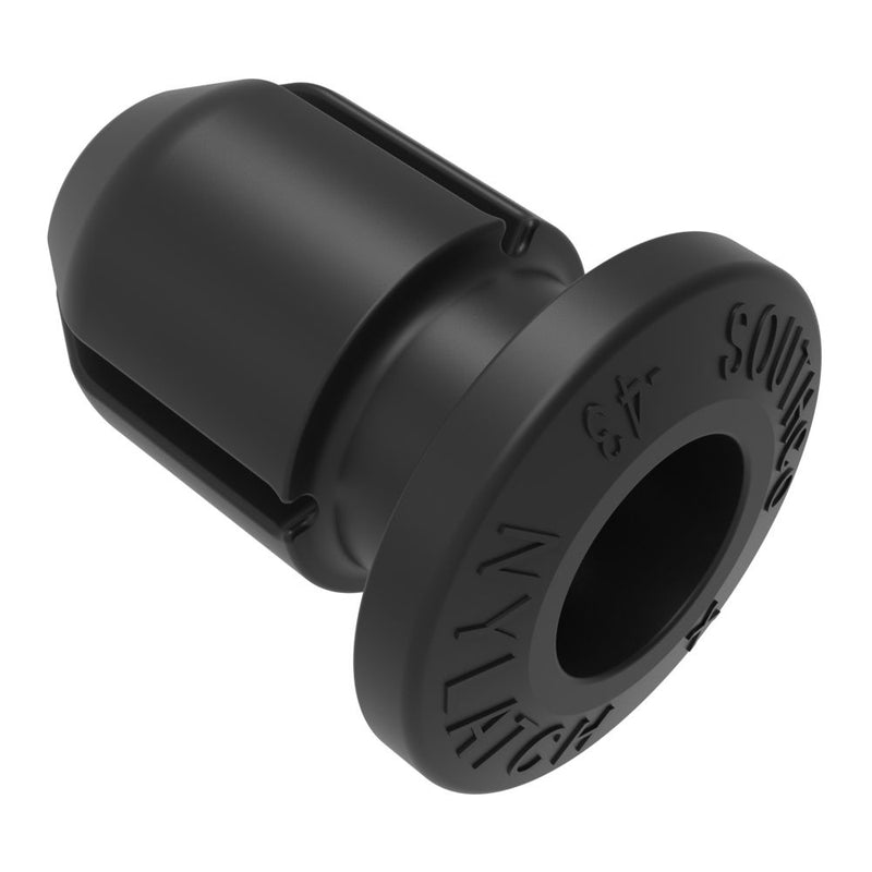 SOUTHCO NYLATCH Panel Fastener Grommet, 6.4mm (.250 in) Diameter, 2.5mm (.098 in) Max Panel Thickness, Polysulfone, Black [NY-4G-43-30]
