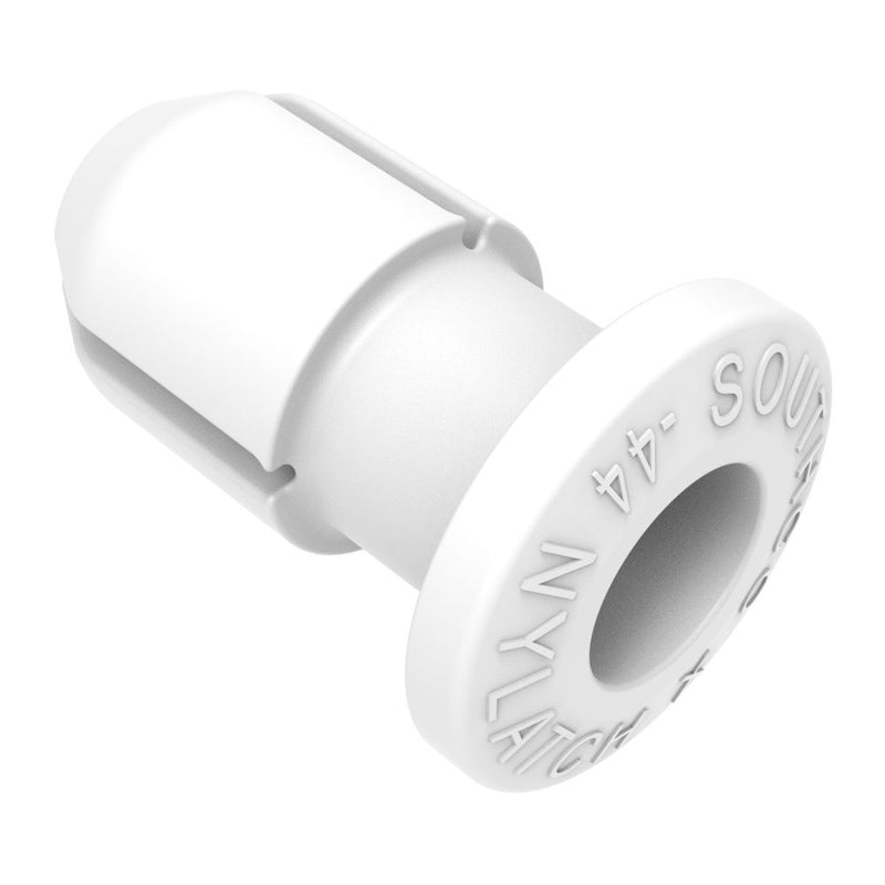 SOUTHCO NYLATCH Panel Fastener Grommet, 6.4mm (.250 in) Diameter, 4.1mm (.162 in) Max Panel Thickness, Polycarbonate, White [NY-4G-44-10]