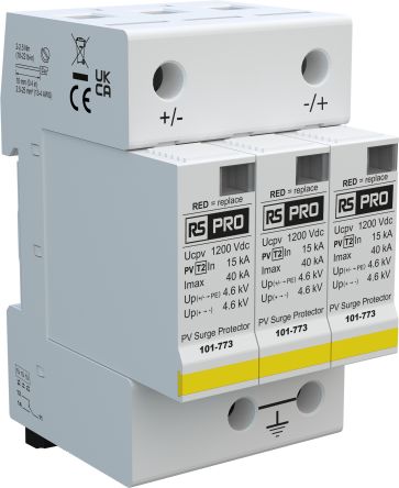 RS PRO Industrial Surge Protector, 40kA, 4.6kV, DIN Rail Mount [0]; 101-773