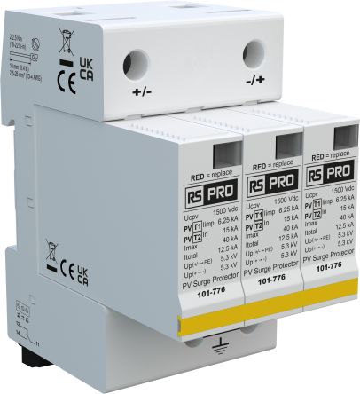 RS PRO Industrial Surge Protector, 40kA, 5.3kV, DIN Rail Mount [0]; 101-776