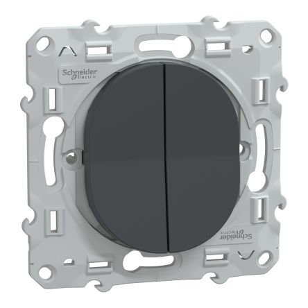 Schneider Electric Anthracite Push Button Light Switch, 2 Way, 2 Gang, Ovalis [S340285]; 130-932