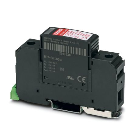 Phoenix Contact 1 Phase Surge Protector, 30kA, 2500V (Volts), DIN Rail Mount [2910388]; 131-212