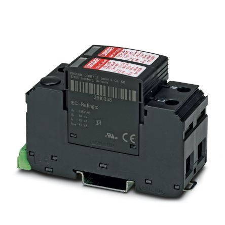 Phoenix Contact 1 Phase Surge Protector, 40kA, DIN Rail Mount [2910344]; 131-226
