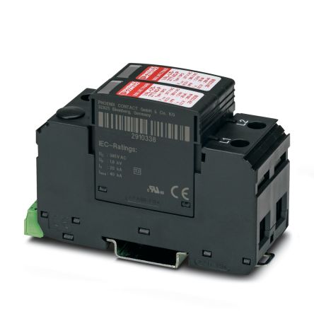 Phoenix Contact 3 Phase Surge Protector, 40kA, 1000V (Volts), DIN Rail Mount [2910369]; 131-657