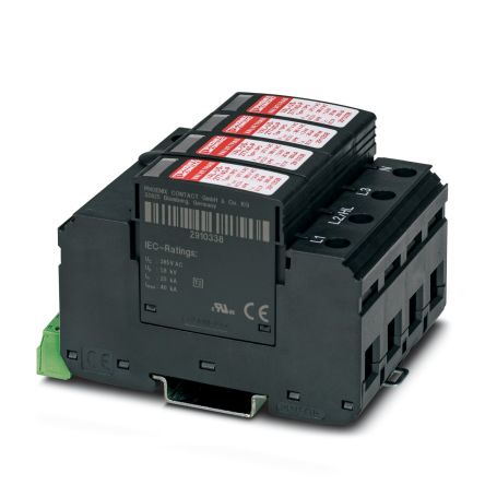Phoenix Contact 3 Phase Surge Protector, 30kA, 4000V (Volts), DIN Rail Mount [1079099]; 131-675