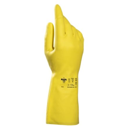 Mapa Alto 258 Yellow Natural Latex Abrasion Resistant, Chemical Resistant Gloves, Size 6 [34258356]; 314-737