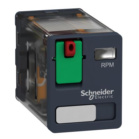 Schneider Electric DIN Rail or Panel Power Relay, 24V ac Coil, 15A Switching Current, DPDT [RPM21B7]; 358-269