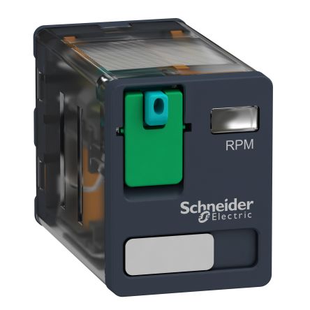 Schneider Electric DIN Rail or Panel Power Relay, 12V dc Coil, 15A Switching Current, DPDT [RPM21JD]; 358-271