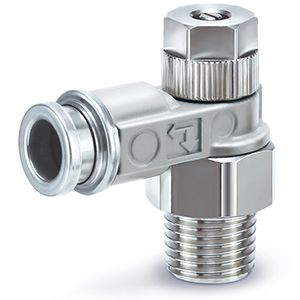 SMC ASB-D Series Threaded Speed Controller, R 1/4 Male Inlet Port x 6mm Tube Outlet Port, ASB2201-02-06SD [ASB2201-02-06SD]; 393-752