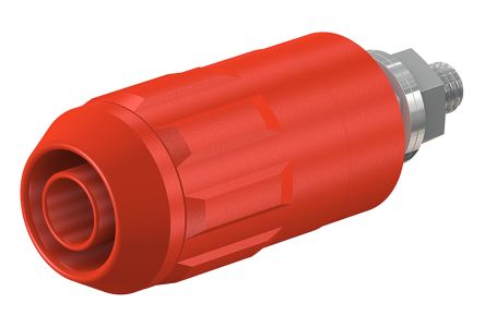 Staubli Red Female Banana Socket, 4 mm Connector, Bolt Termination, 20A, 1000V, Nickel Plating [66.9684-22]; 103-7340