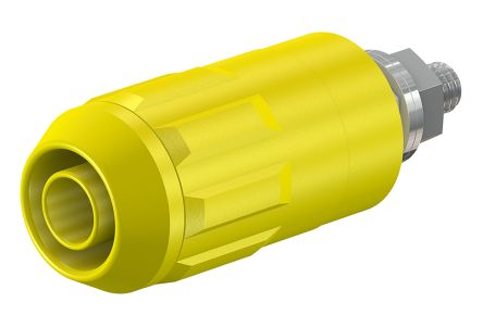 Staubli Yellow Female Banana Socket, 4 mm Connector, Bolt Termination, 20A, 1000V, Nickel Plating [66.9684-24]; 103-7362