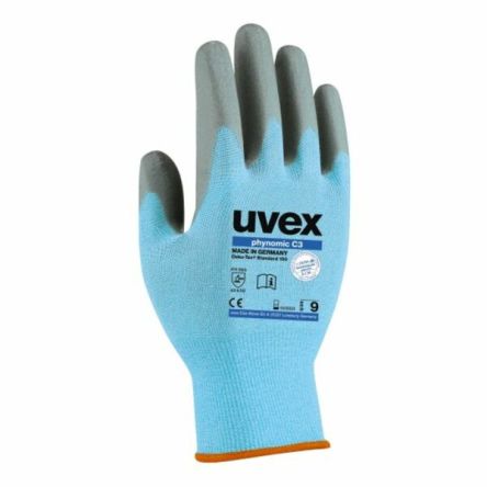 uvex phynomic C3 Blue Elastane Cut Resistant Work Gloves, Size 8, Aqua-Polymer Foam Coating [6008008]; 130-4433