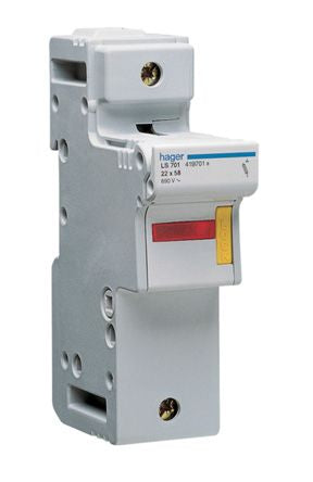 Hager 125A Rail Mount Fuse Holder for 22 x 58mm Fuse, 1P, 690V ac [LS701]; 144-4544