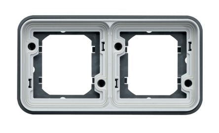 Hager WNA Grey PP Back Box Mounting Frame, IK07, IP55, 2 Gangs, 154 x 23 x 83mm [WNA402]; 144-4570