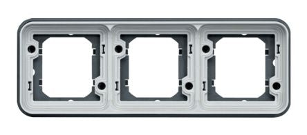 Hager WNA Grey PP Back Box Mounting Frame, IK07, IP55, 3 Gangs, 225 x 23 x 83mm [WNA403]; 144-4571