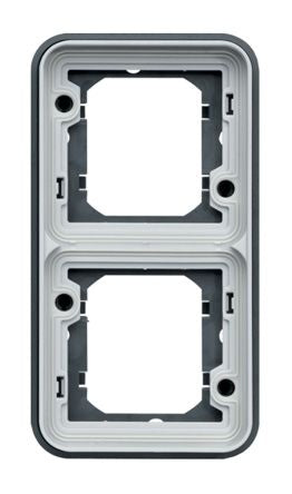 Hager WNA Grey PP Back Box Mounting Frame, IK07, IP55, 2 Gangs, 154 x 23 x 83mm [WNA408]; 144-4572
