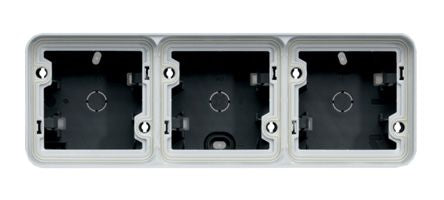 Hager WNA Grey PP Back Box, IK07, IP55, 3 Gangs, 218 x 56 x 76mm [WNA683]; 144-4575