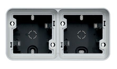 Hager WNA Grey PP Back Box, IK07, IP55, 2 Gangs, 147 x 56 x 76mm [WNA685]; 144-4577