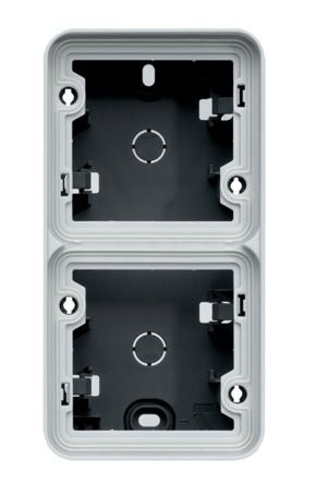 Hager WNA Grey PP Back Box, IK07, IP55, 2 Gangs, 147 x 56 x 76mm [WNA686]; 144-4578