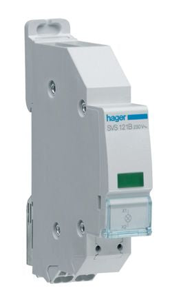 Hager Green LED Indicator, IP20, Rectangular, 230V [SVS121B]; 144-4658