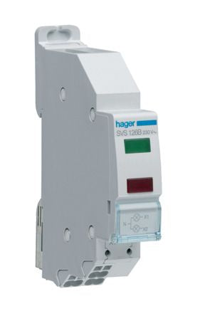 Hager Red/Green LED Indicator, IP20, Rectangular, 230V [SVS126B]; 144-4663