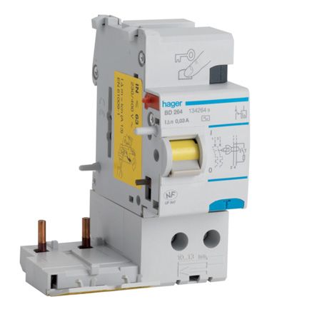 Hager BD RCD, 63A, 2 Pole, 30mA, Type AC [BD264]; 144-4842