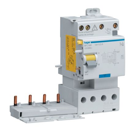 Hager BFC RCD, 40A, 4 Pole, 300mA, Type AC [BFC840]; 144-4874