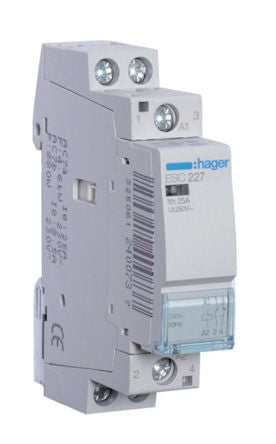 Hager System M Pro ESC Contactor, 230 V ac Coil, 2-Pole, 25 A, 2.9 VA, 1NO + 1NC, 230 V ac [ESC227]; 144-4901